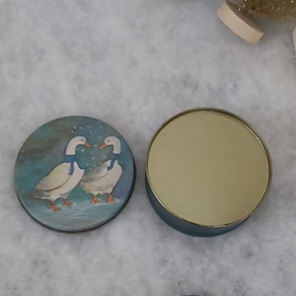 Winter geese coasters, Set Of 6, Vintage, J.S.N.Y. with a matching storage tin